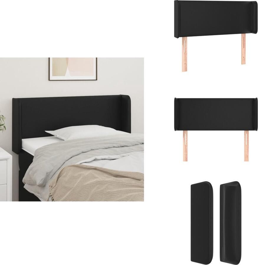 VidaXL Hoofdbord Hoofdborden Hoofdeinde Houten Hoofdbord met randen 103x16x78 88 cm kunstleer zwart
