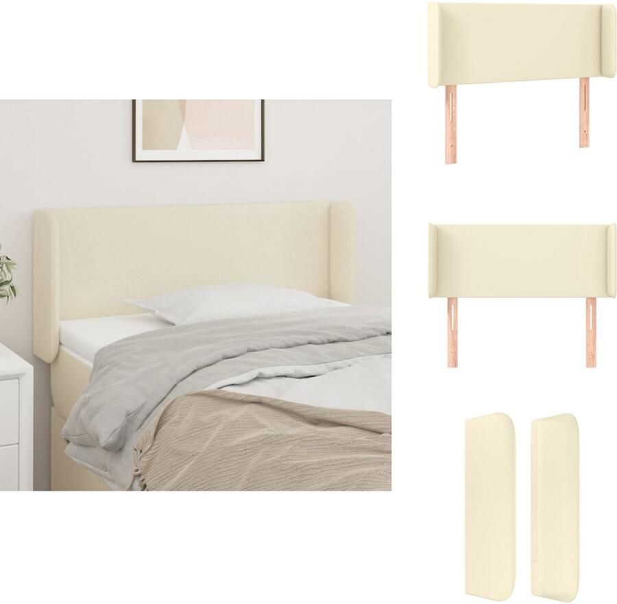 VidaXL Hoofdbord Hoofdborden Hoofdeinde Houten Hoofdbord met randen 103x16x78 88 cm kunstleer crèmekleurig