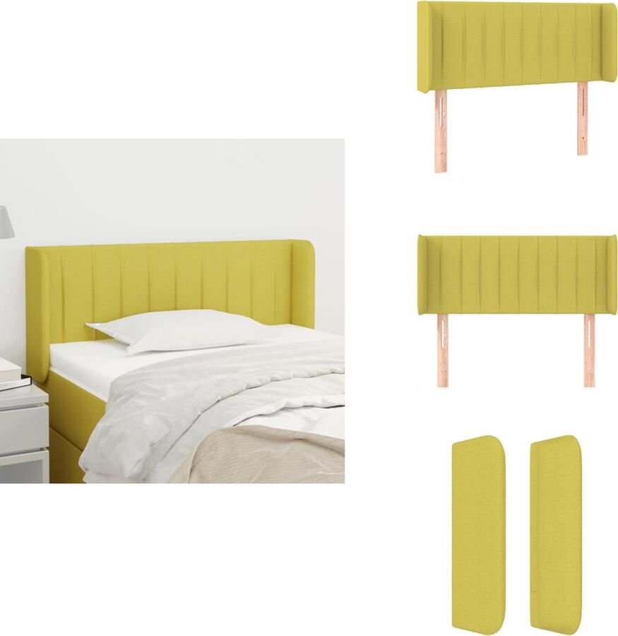 VidaXL Hoofdbord Hoofdborden Hoofdeinde Houten Hoofdbord met randen 93x16x78 88 cm stof groen