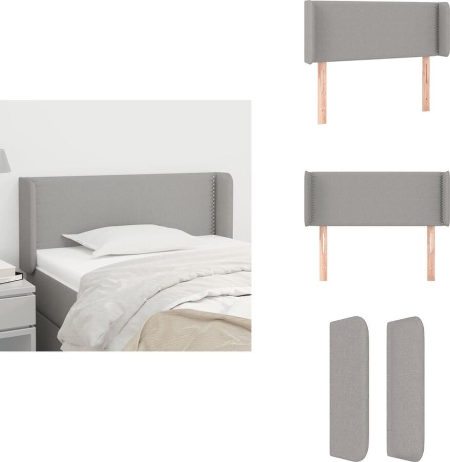 VidaXL Volledig gestoffeerd hoofdbord 103 x 16 x 78 88 cm lichtgrijs stof verstelbare hoogte Bedonderdeel