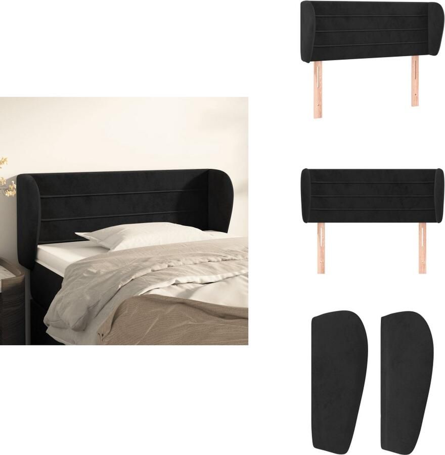 VidaXL Hoofdbord met randen 103x23x78 88 cm fluweel zwart