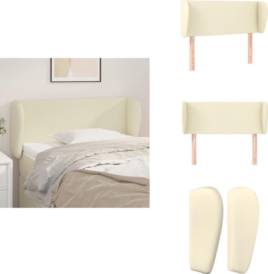 VidaXL Hoofdeind Hoogwaardig Kunstleren Hoofdbord 103 x 23 x 78 88 cm Crème Verstelbare Hoogte Bedonderdeel - Foto 2