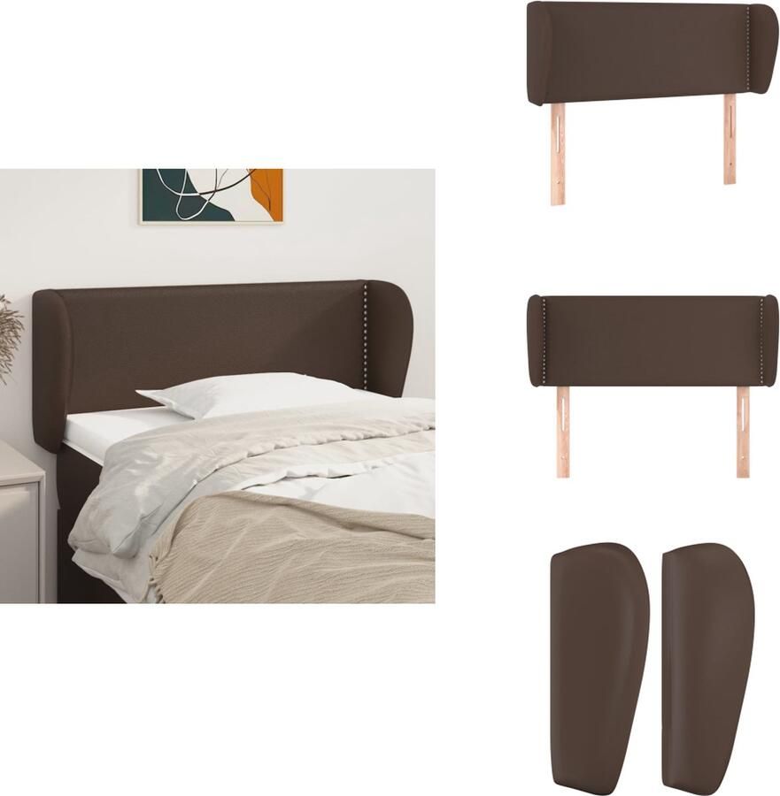VidaXL Hoofdbord Hoofdborden Hoofdeinde Houten Hoofdbord met randen 103x23x78 88 cm kunstleer bruin
