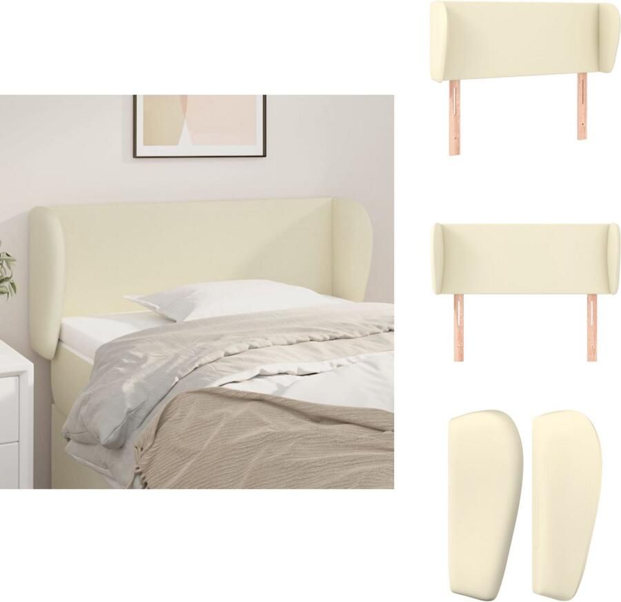 VidaXL Hoofdeind Hoogwaardig Kunstleren Hoofdbord 103 x 23 x 78 88 cm Crème Verstelbare Hoogte Bedonderdeel - Foto 3
