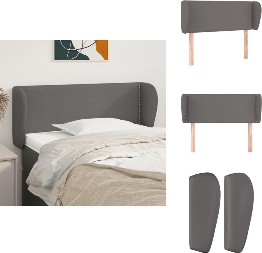 VidaXL Hoofdbord Klassiek Hoogwaardig kunstleer Verstelbare hoogte Stevige poten Grijze kleur Afmetingen- 103 x 23 x 78 88 cm Bedonderdeel