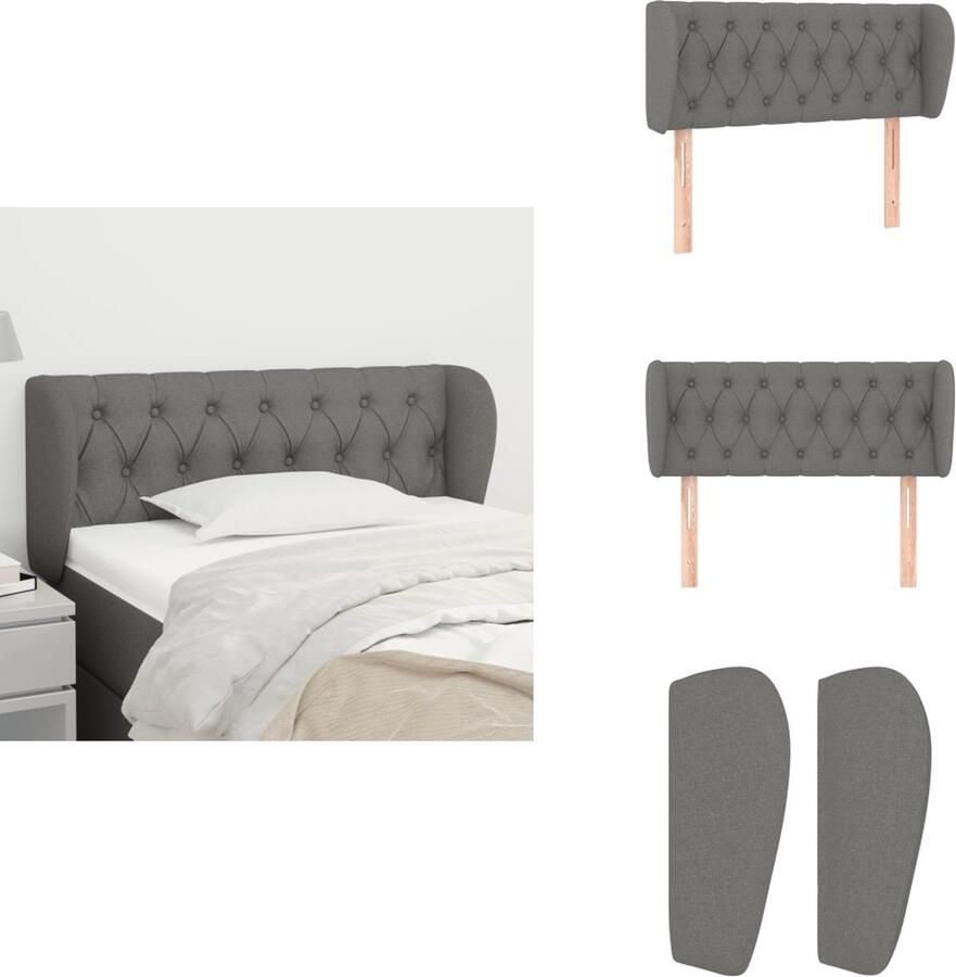 VidaXL Hoofdbord Hoofdborden Hoofdeinde Houten Hoofdbord met randen 103x23x78 88 cm stof donkergrijs