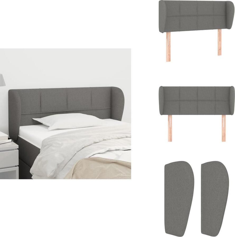 VidaXL Hoofdbord Hoofdborden Hoofdeinde Houten Hoofdbord met randen 103x23x78 88 cm stof donkergrijs