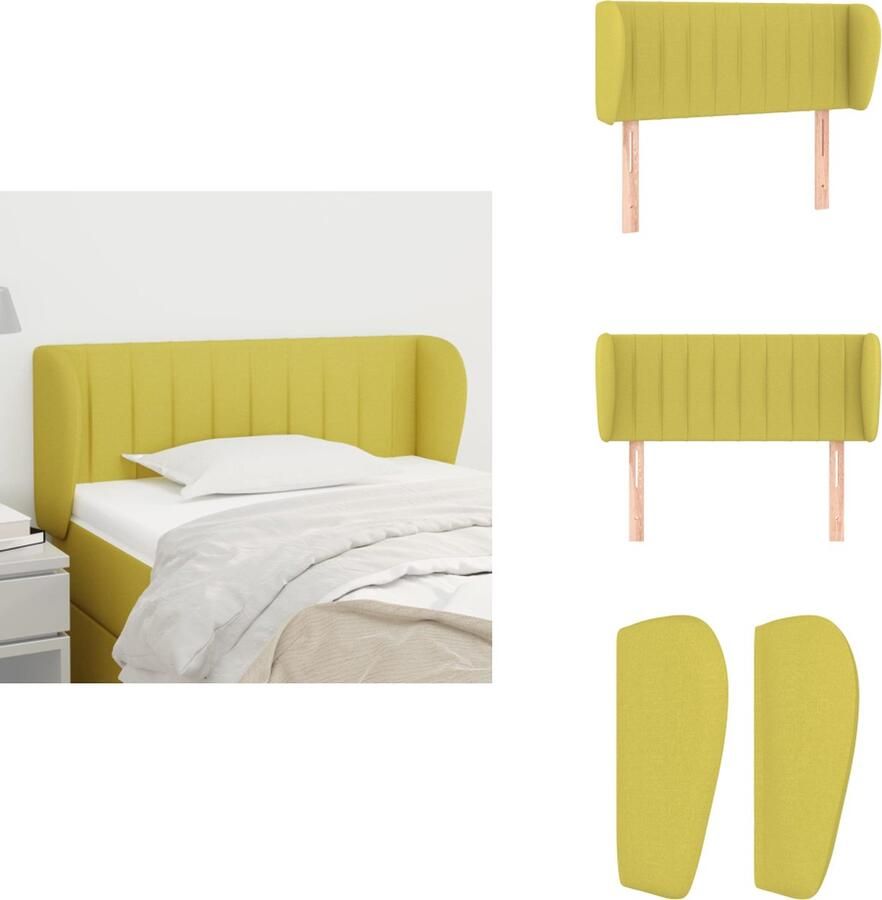 VidaXL Hoofdbord Hoofdborden Hoofdeinde Houten Hoofdbord met randen 103x23x78 88 cm stof groen