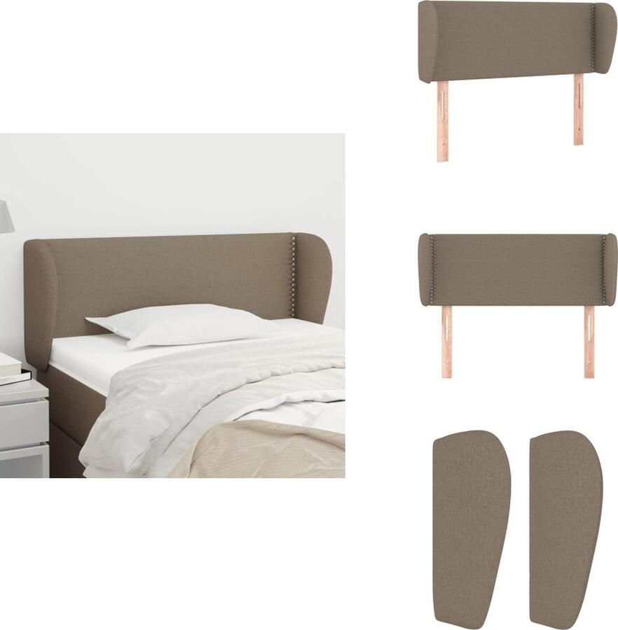 VidaXL Hoofdbord Taupe 103 x 23 x 78 88 cm Trendy ontwerp Duurzaam materiaal Stevige poten Verstelbare hoogte Comfortabele ondersteuning Bedonderdeel