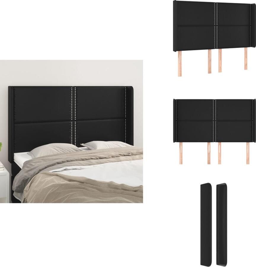 VidaXL Hoofdbord Hoofdborden Hoofdeinde Houten Hoofdbord met randen 147x16x118 128 cm kunstleer zwart