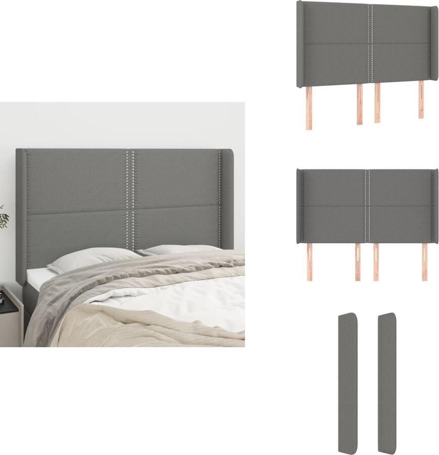 The Living Store Hoofdbord Trendy Hoogte Verstelbaar Donkergrijs 147x16x118 128 cm Hoofd Bord Beddecoratie Hoofdkussen Slaapcomfort Grijs