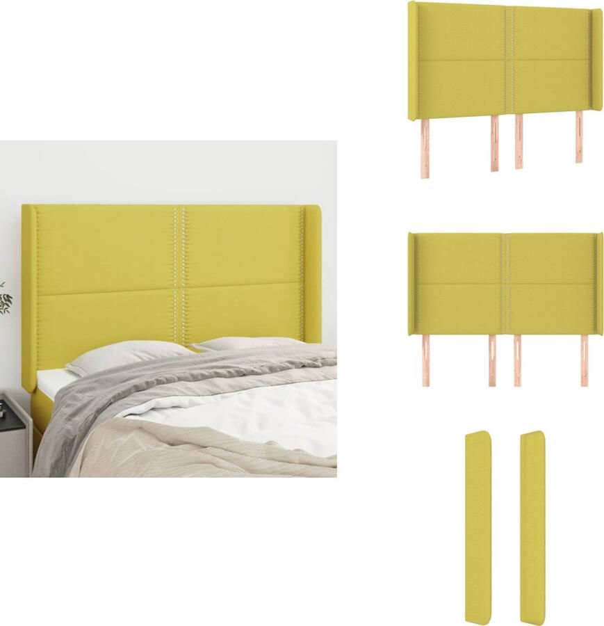 VidaXL Klassiek Hoofdbord Groen 147x16x118 128 cm Duurzame stof Stevige houten poten Bedonderdeel