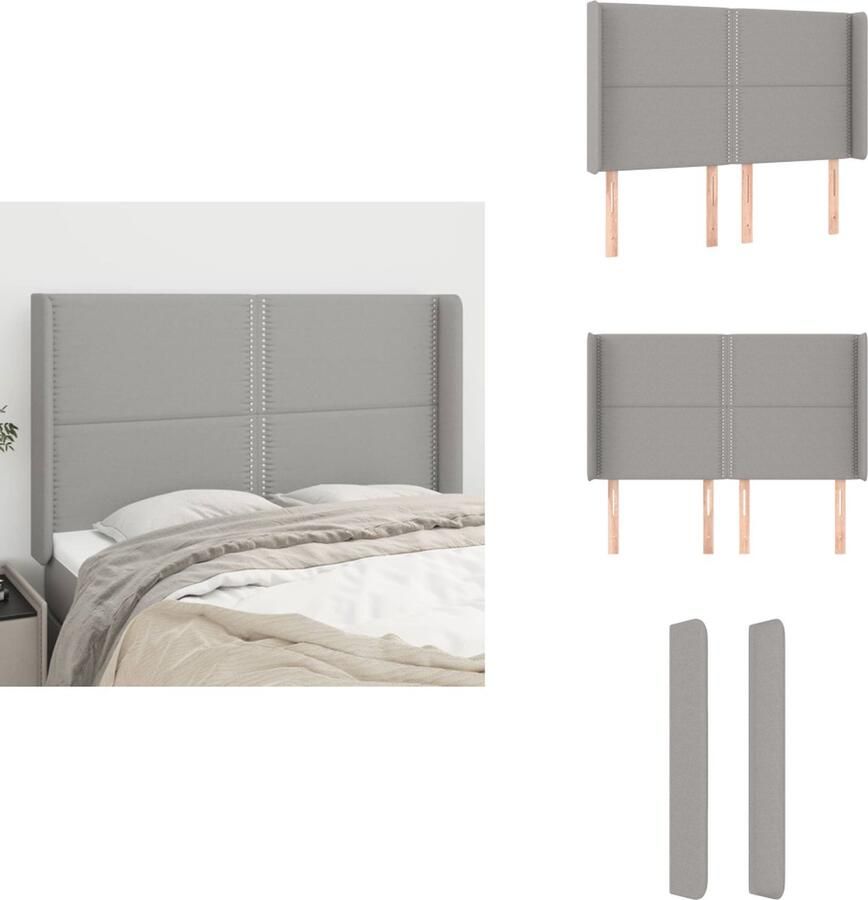VidaXL Hoofdbord Hoofdborden Hoofdeinde Houten Hoofdbord met randen 147x16x118 128 cm stof lichtgrijs