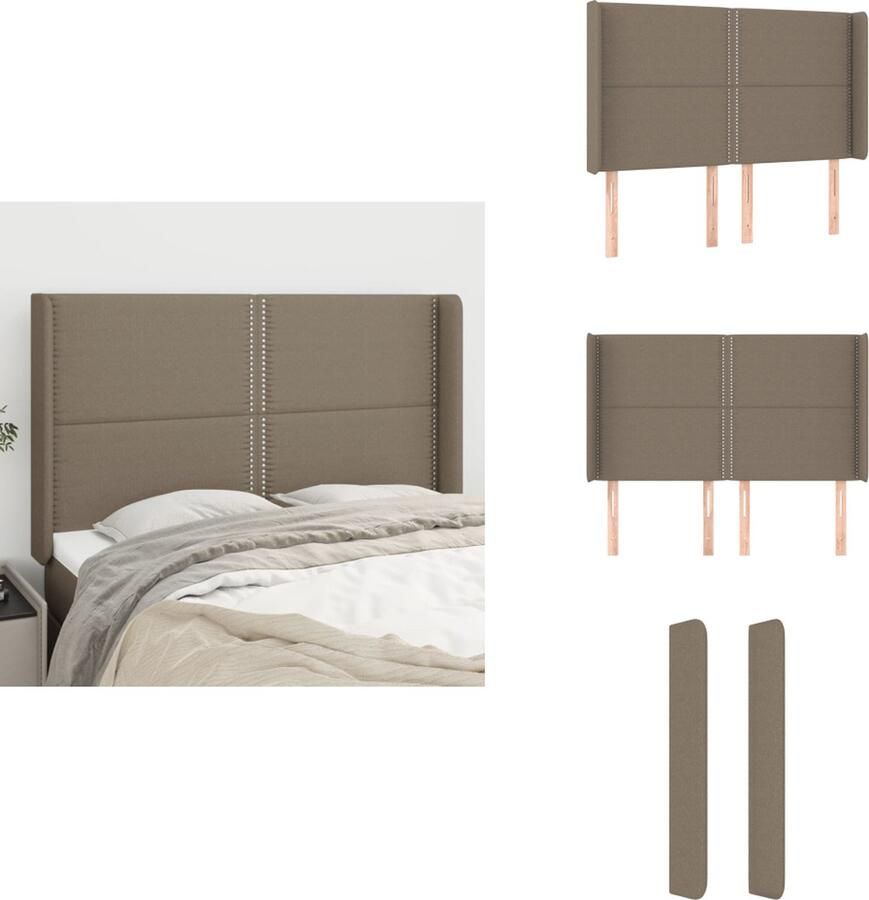 VidaXL Hoofdbord Taupe 147x16x118 128 cm Trendy ontwerp Stevige houten poten Verstelbare hoogte Comfortabele ondersteuning Bedonderdeel