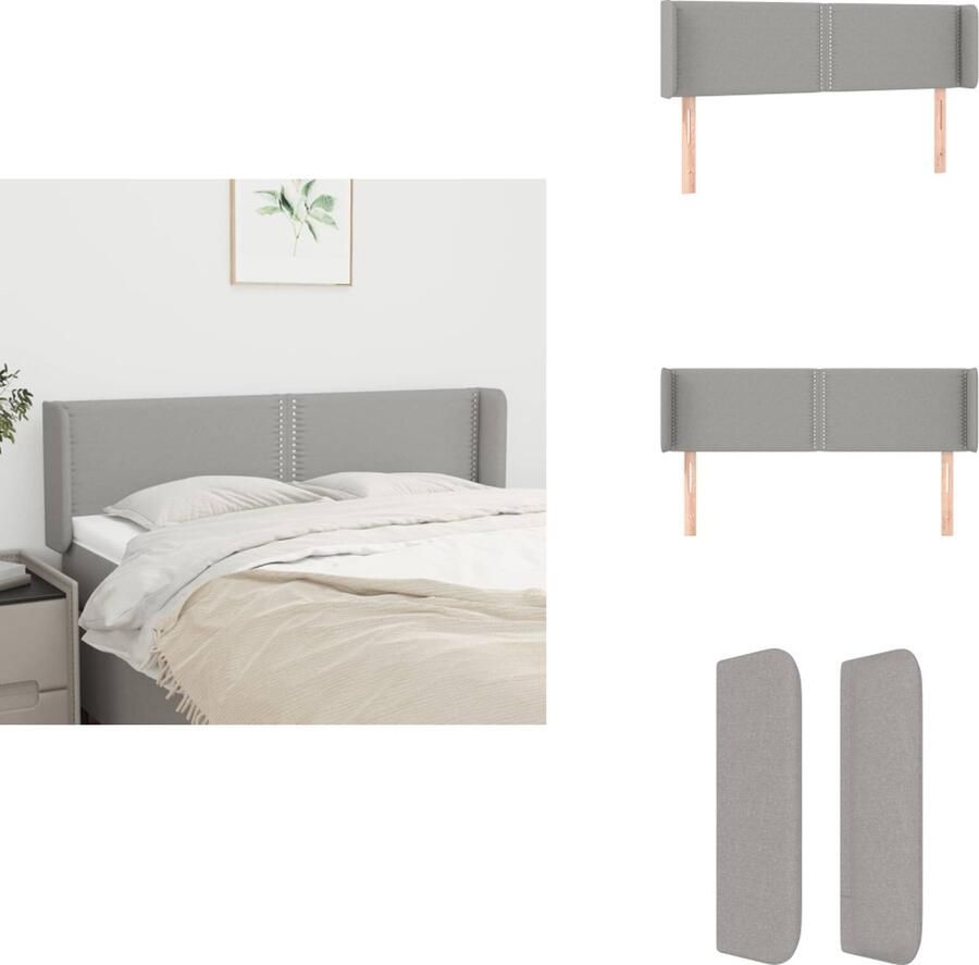 VidaXL Hoofdbord Lichtgrijs Bedombouw 147 x 16 x 78 88 cm (B x D x H) Duurzaam materiaal Bedonderdeel