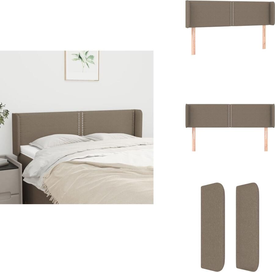 VidaXL Hoofdbord Hoofdeind 147 x 16 x 78 88 cm Taupe polyester stof Houten poten Verstelbare hoogte Bedonderdeel