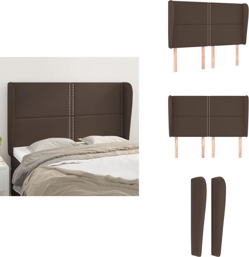 VidaXL Hoofdbord Hoofdborden Hoofdeinde Houten Hoofdbord met randen 147x23x118 128 cm kunstleer bruin