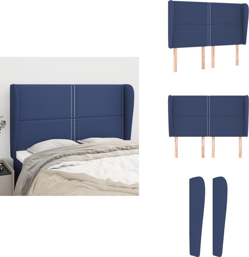 VidaXL Hoofdbord Hoofdeinde voor Bedombouw Verstelbare Hoogte Comfortabele Ondersteuning Blauw Polyester 147 x 23 x 118 128 cm Bedonderdeel