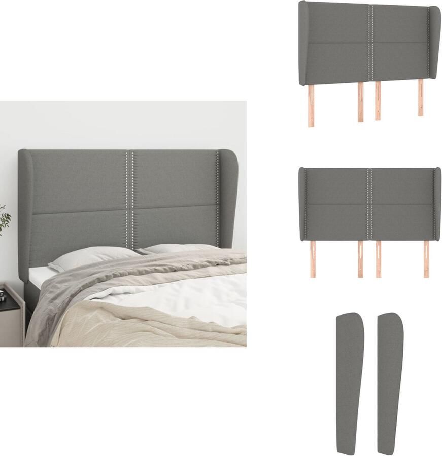 VidaXL Hoofdbord Classico Hoogte Verstelbaar Duurzaam en Stevig Comfortabele Ondersteuning Donkergrijs 147 x 23 x 118 128 cm Bedonderdeel - Foto 1