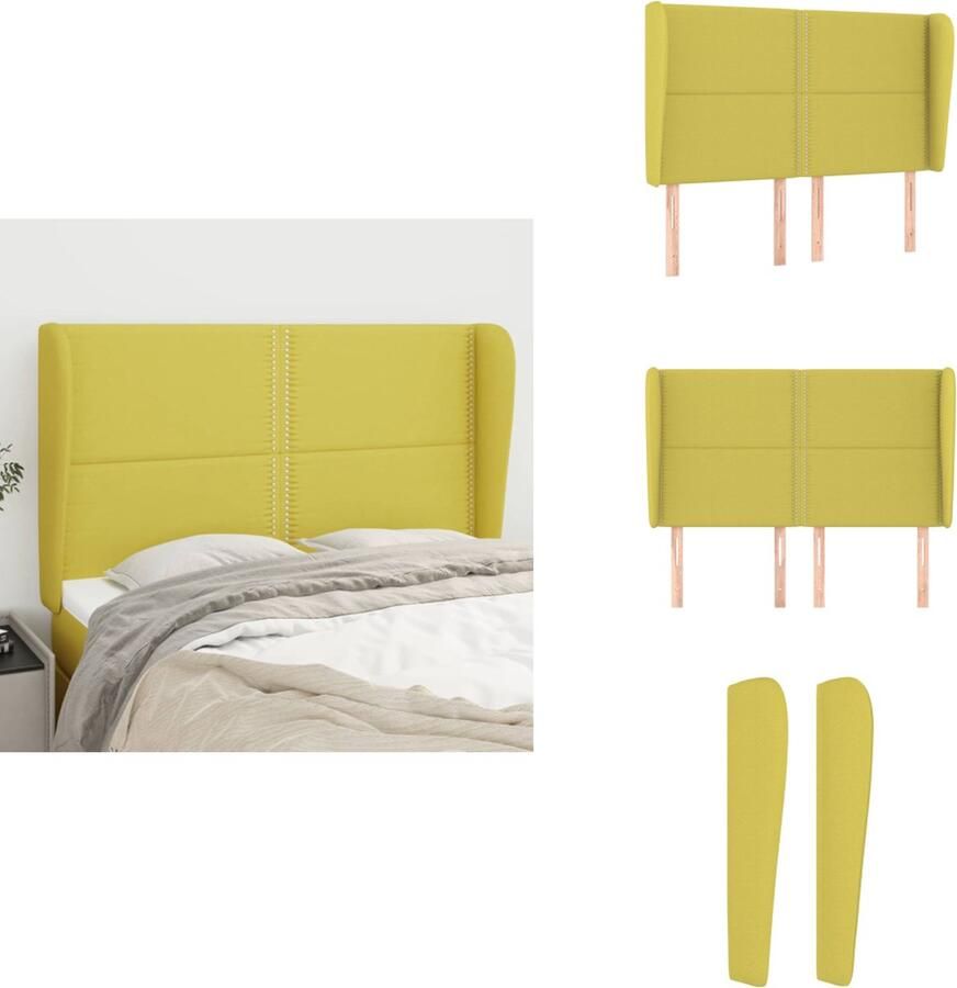 VidaXL Hoofdbord Groen Klassiek design Duurzame stof Stevige houten poten Verstelbare hoogte Comfortabele ondersteuning Bedonderdeel