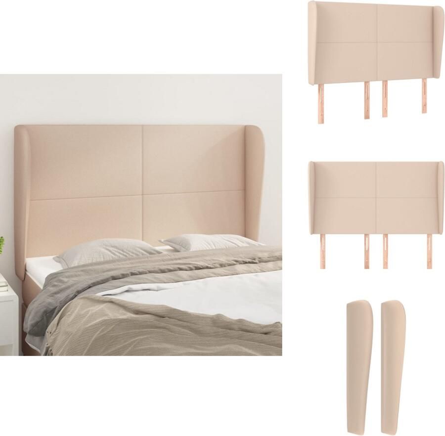 VidaXL Hoofdbord Cappuccino Kunstleer 147x23x118 128cm Duurzaam materiaal Stabiele poten Verstelbare hoogte Bedonderdeel