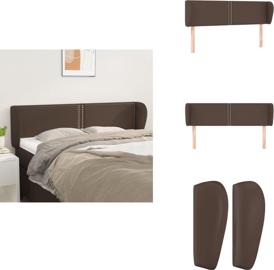 VidaXL Hoofdbord Hoofdborden Hoofdeinde Houten Hoofdbord met randen 147x23x78 88 cm kunstleer bruin