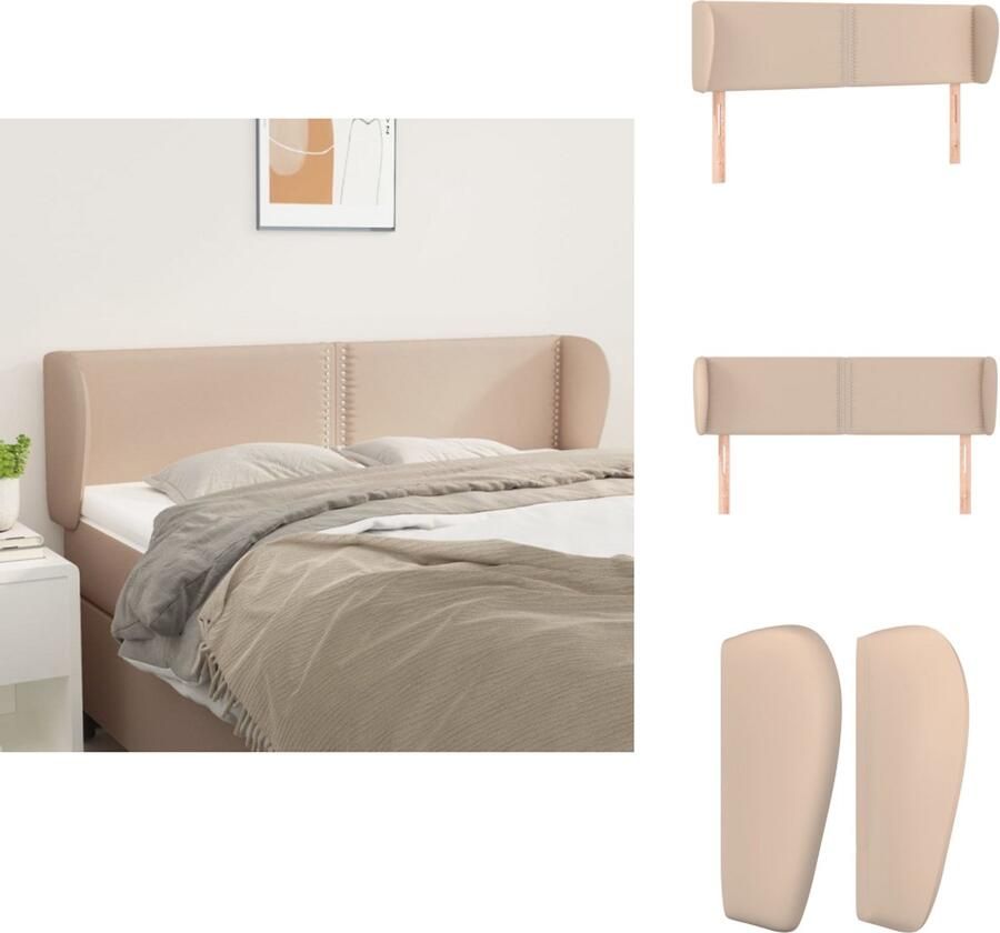 VidaXL Hoofdbord Hoofdborden Hoofdeinde Houten Hoofdbord met randen 147x23x78 88 cm kunstleer cappuccinokleur