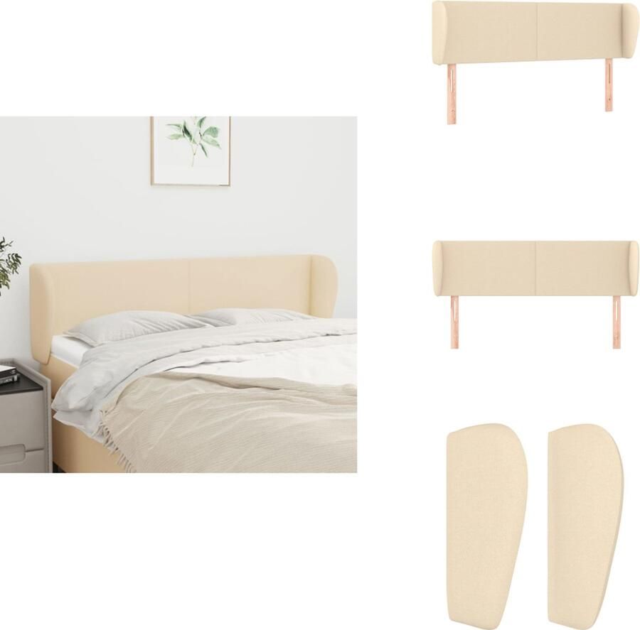 VidaXL Hoofdbord Klassiek Bedombouw Afmeting- 147 x 23 x 78 88 cm Kleur- Crème Materiaal- Stof Bewerkt hout Massief larikshout Ken- Verstelbare hoogte Bedonderdeel - Foto 1