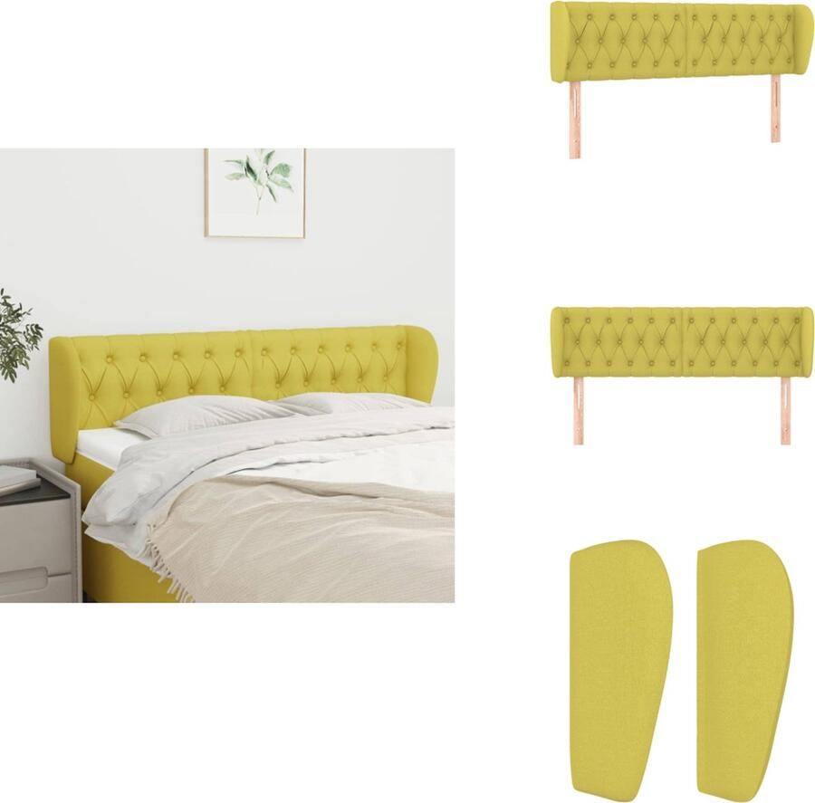 VidaXL Hoofdbord Groen 147 x 23 x 78 88 cm Duurzaam stof houten poten verstelbare hoogte comfortabele ondersteuning elegant ontwerp Bedonderdeel