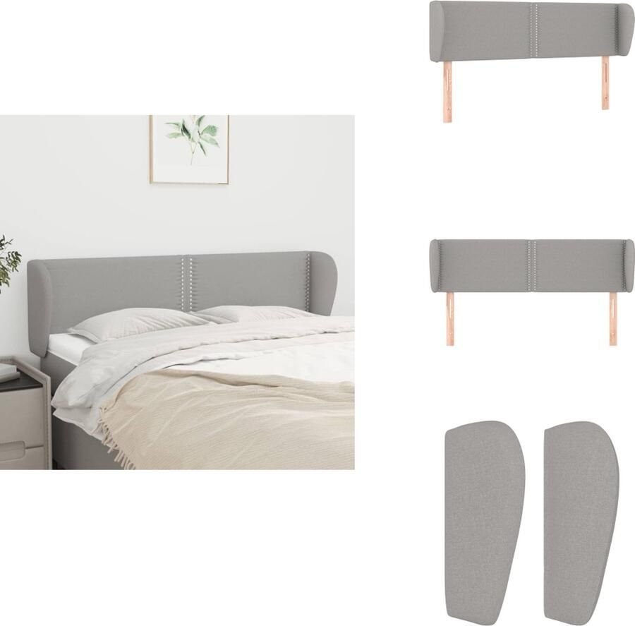 VidaXL Hoofdbord Hoofdborden Hoofdeinde Houten Hoofdbord met randen 147x23x78 88 cm stof lichtgrijs