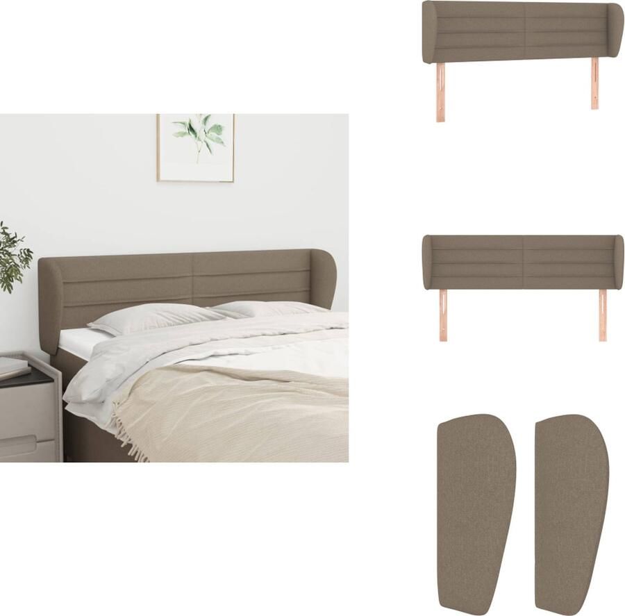 VidaXL Hoofdbord Hoofdborden Hoofdeinde Houten Hoofdbord met randen 147x23x78 88 cm stof taupe