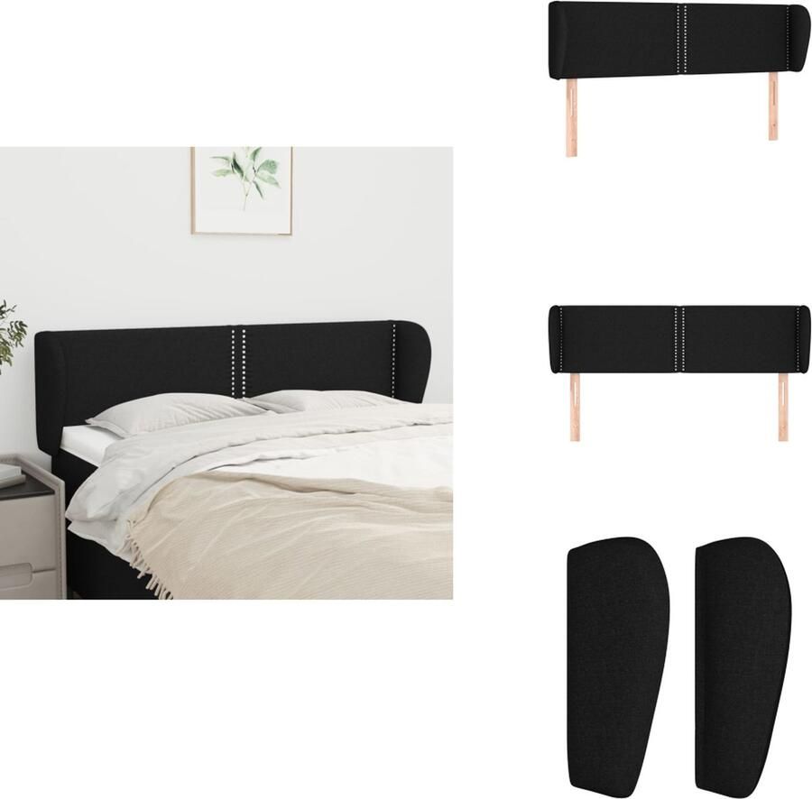 VidaXL Hoofdbord Hoofdborden Hoofdeinde Houten Hoofdbord met randen 147x23x78 88 cm stof zwart