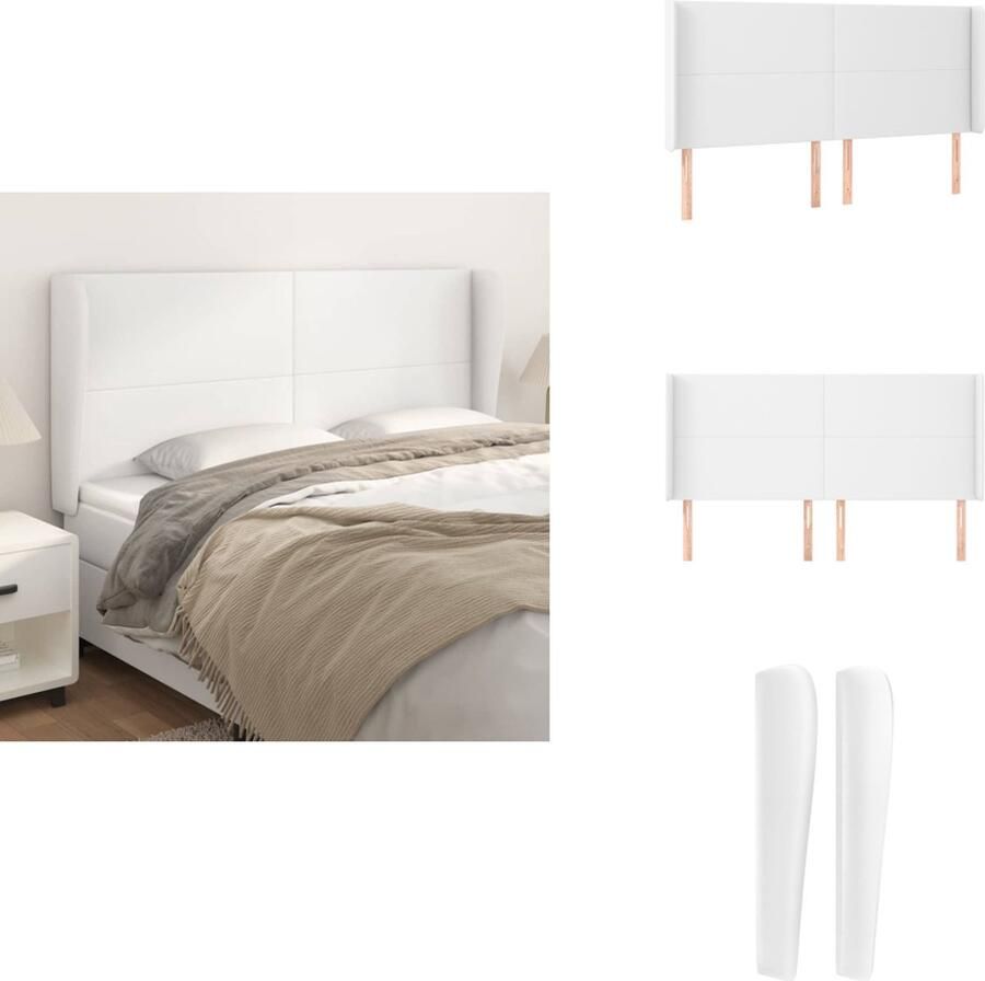 VidaXL Hoofdbord Classic Kunstleer Verstelbare Hoogte Comfortabele Ondersteuning Wit 163 x 23 x 118 128 cm Bedonderdeel - Foto 1