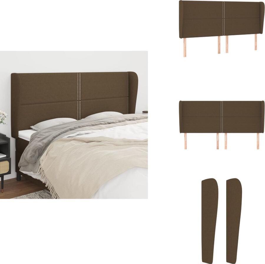VidaXL Hoofdbord Hoofdborden Hoofdeinde Houten Hoofdbord met randen 163x23x118 128 cm stof donkerbruin