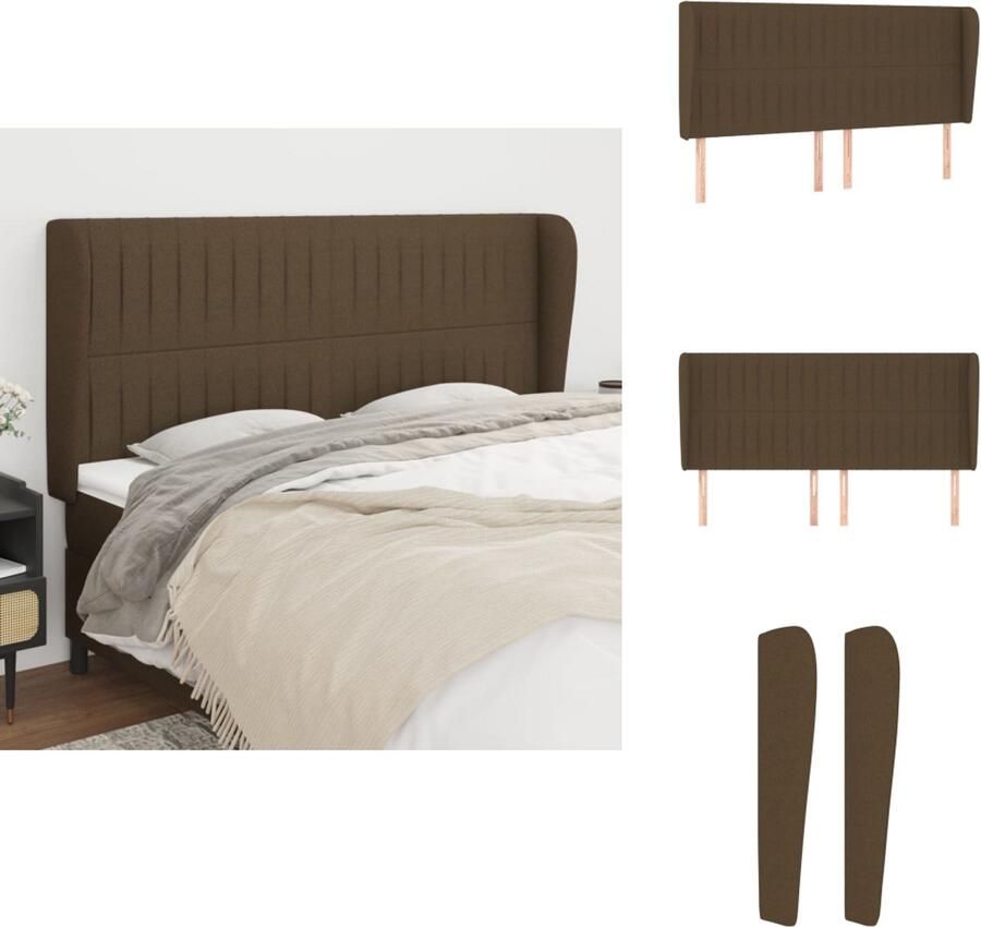 VidaXL Hoofdbord Hoofdborden Hoofdeinde Houten Hoofdbord met randen 163x23x118 128 cm stof donkerbruin