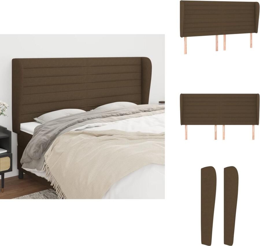 VidaXL Hoofdbord Hoofdborden Hoofdeinde Houten Hoofdbord met randen 163x23x118 128 cm stof donkerbruin