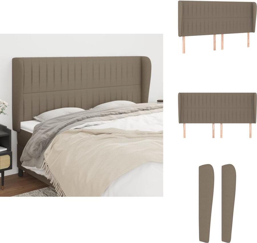 VidaXL Hoofdbord Hoofdborden Hoofdeinde Houten Hoofdbord met randen 163x23x118 128 cm stof taupe