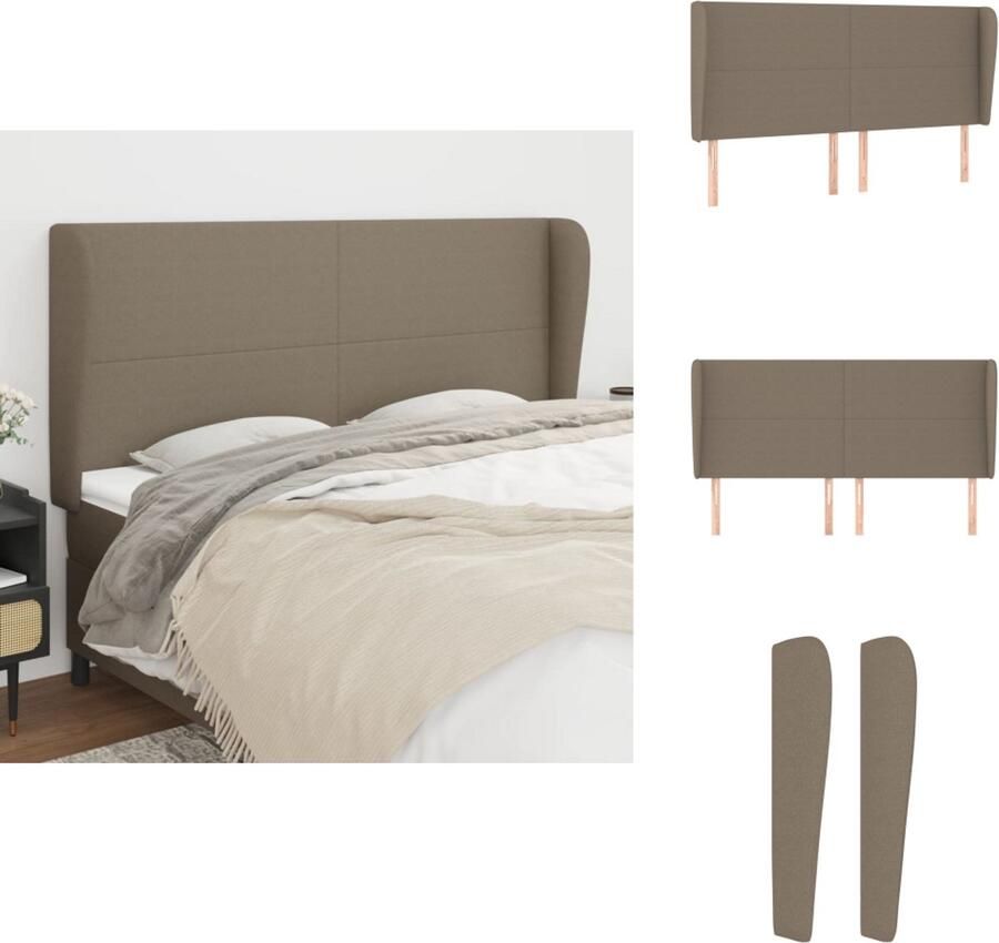 VidaXL Hoofdbord Hoofdborden Hoofdeinde Houten Hoofdbord met randen 163x23x118 128 cm stof taupe