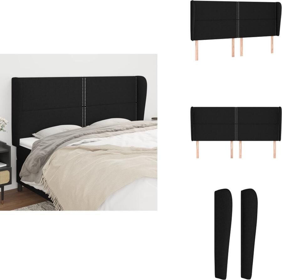 VidaXL Hoofdbord Hoofdborden Hoofdeinde Houten Hoofdbord met randen 163x23x118 128 cm stof zwart