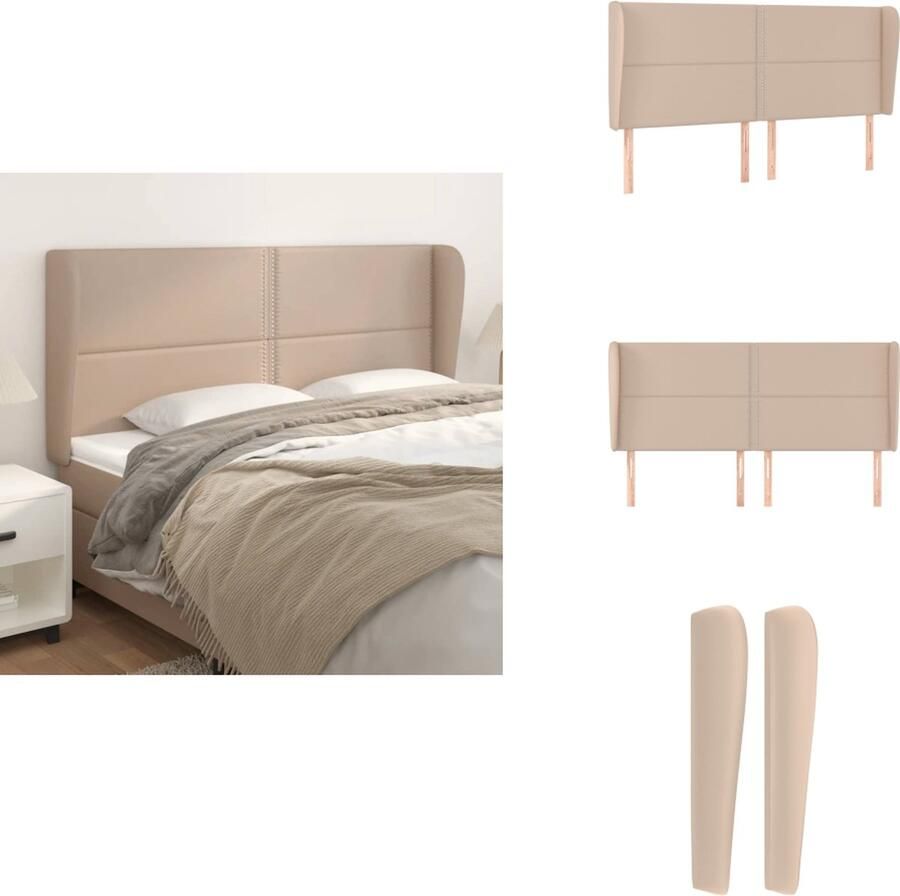 VidaXL Hoofdbord Hoofdborden Hoofdeinde Houten Hoofdbord met randen 163x23x118 128cm kunstleer cappuccinokleur