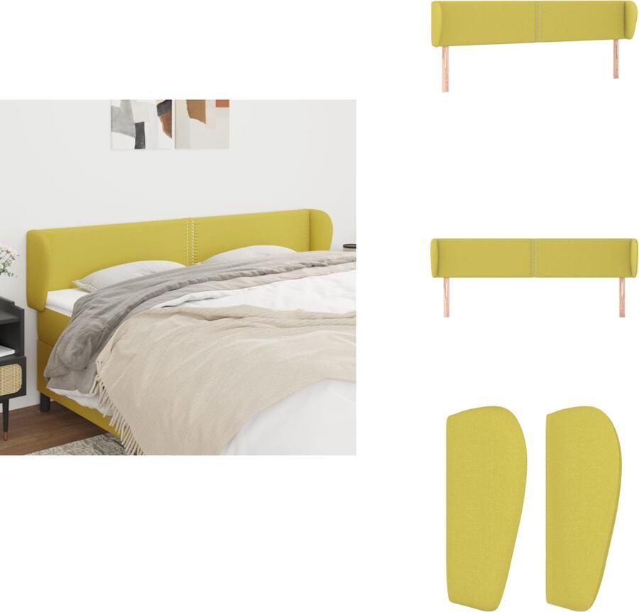 VidaXL Hoofdbord Hoofdborden Hoofdeinde Houten Hoofdbord met randen 163x23x78 88 cm stof groen