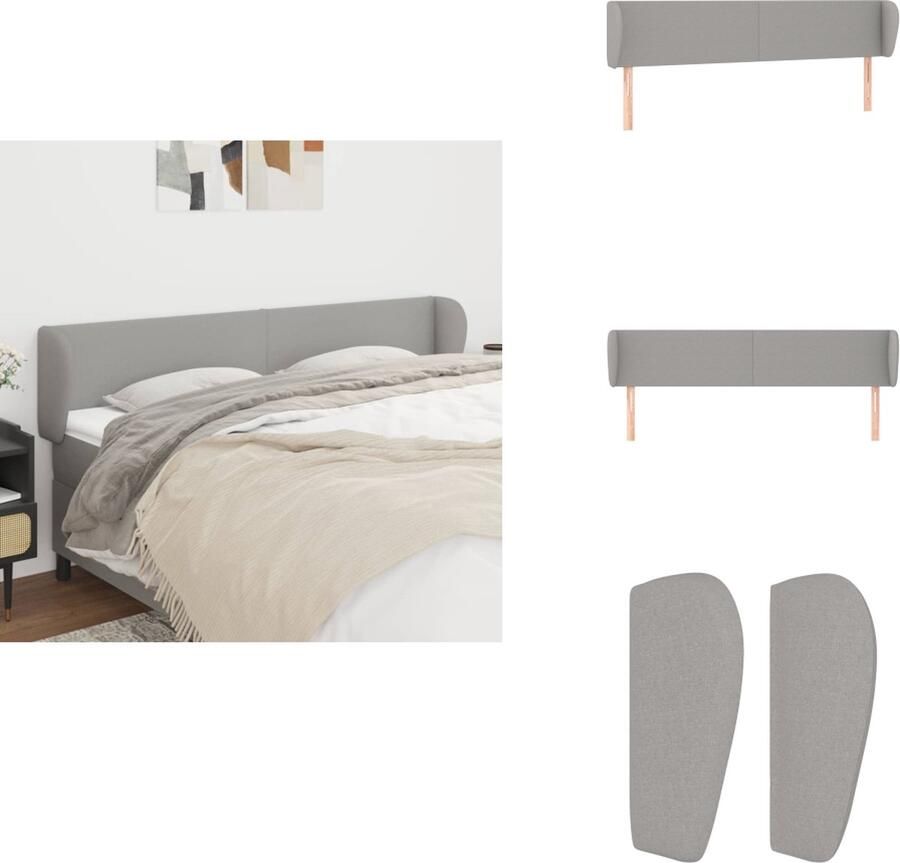 VidaXL Hoofdbord Hoofdborden Hoofdeinde Houten Hoofdbord met randen 163x23x78 88 cm stof lichtgrijs