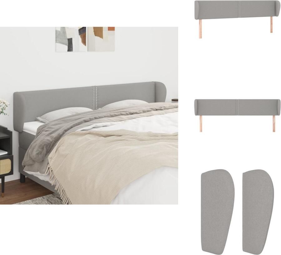 VidaXL Hoofdbord Hoofdborden Hoofdeinde Houten Hoofdbord met randen 163x23x78 88 cm stof lichtgrijs
