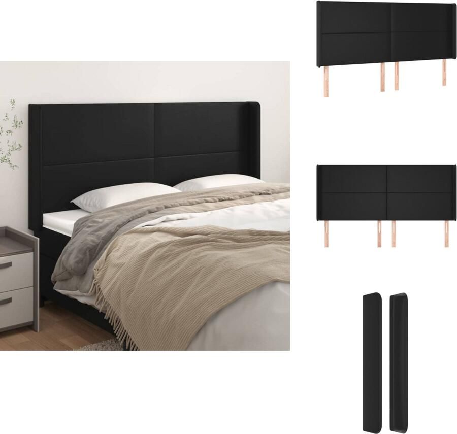 VidaXL Hoofdbord Hoofdborden Hoofdeinde Houten Hoofdbord met randen 183x16x118 128 cm kunstleer zwart