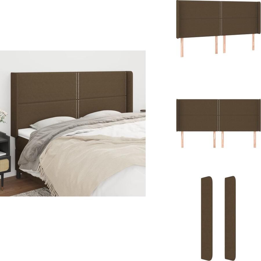 VidaXL Klassiek Hoofdbord Donkerbruin 203x16x118 128cm Duurzaam materiaal Stevige poten Verstelbare hoogte Bedonderdeel