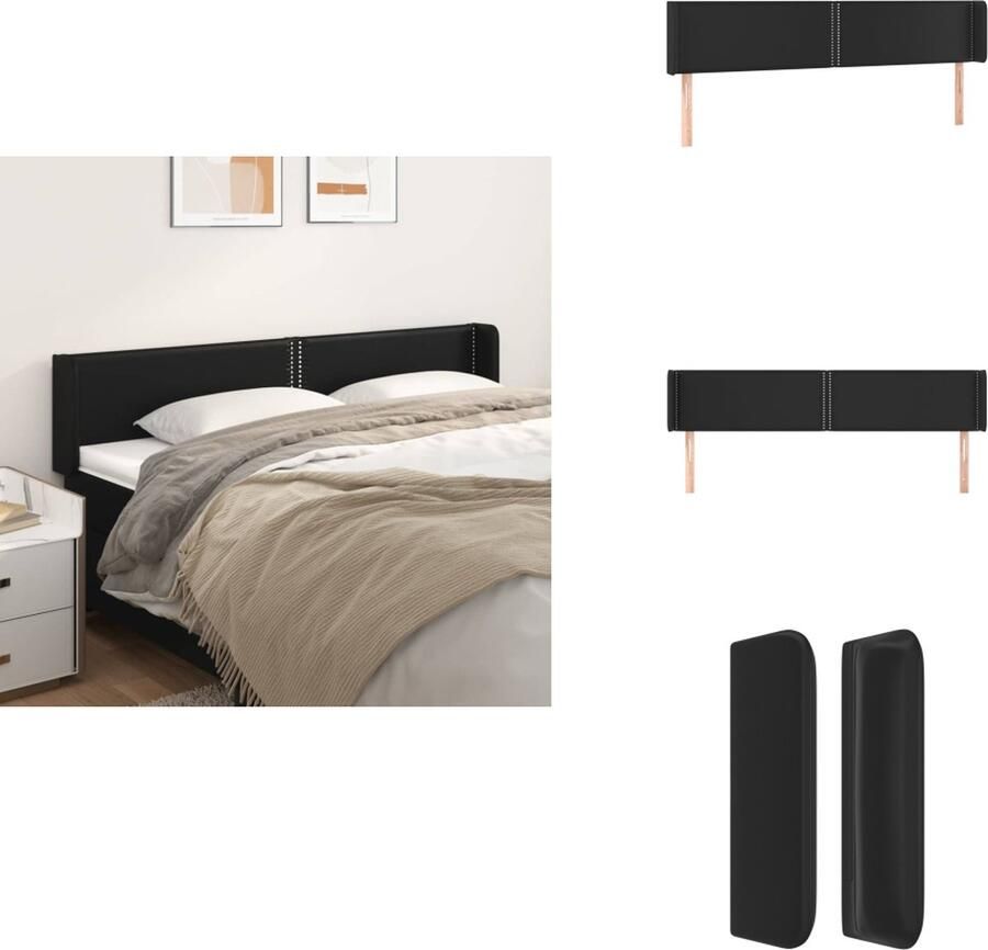 VidaXL Hoofdbord Hoofdborden Hoofdeinde Houten Hoofdbord met randen 183x16x78 88 cm kunstleer zwart
