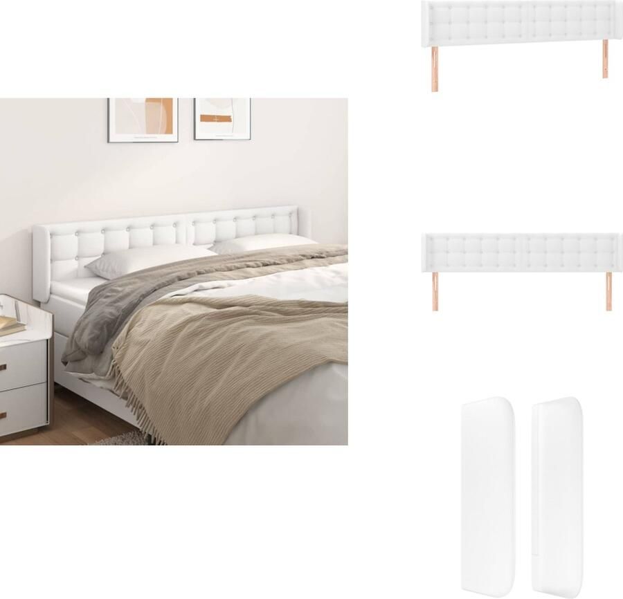 VidaXL Hoofdbord Hoofdborden Hoofdeinde Houten Hoofdbord met randen 183x16x78 88 cm kunstleer wit