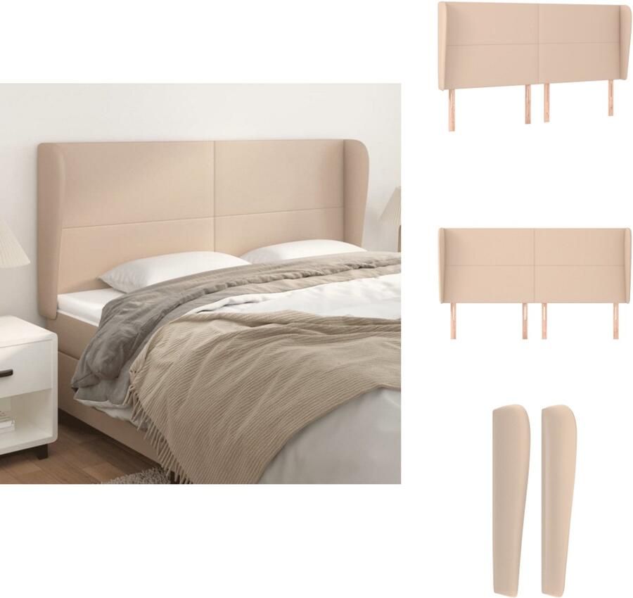 VidaXL Hoofdbord Hoofdborden Hoofdeinde Houten Hoofdbord met randen 183x23x118 128cm kunstleer cappuccinokleur