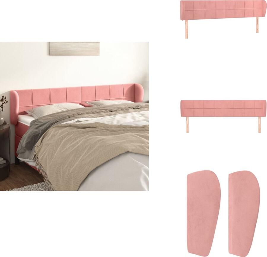 VidaXL Hoofdeind Bed Fluwelen stof Verstelbare hoogte Stevige poten Comfortabele ondersteuning Kleur- roze Materiaal- 100% polyester Afmetingen- 183x23x78 88 cm Bedonderdeel