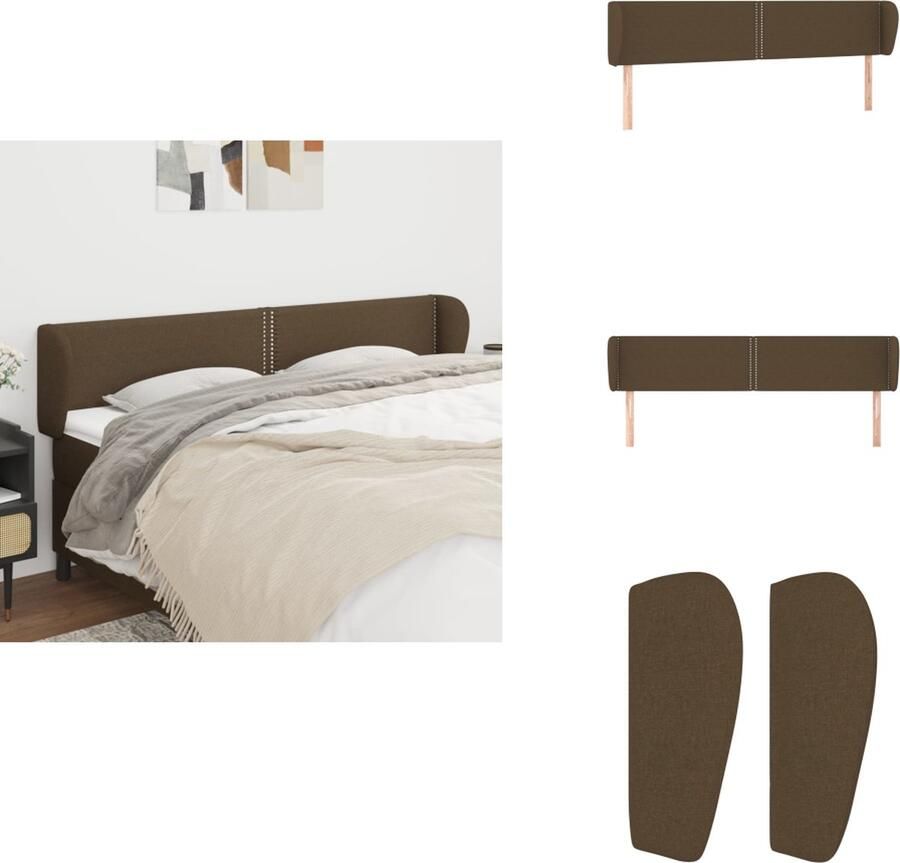 VidaXL Klassiek Hoofdbord Donkerbruin 183x23x78 88 cm Stof Houten Poten Verstelbare Hoogte Bedonderdeel